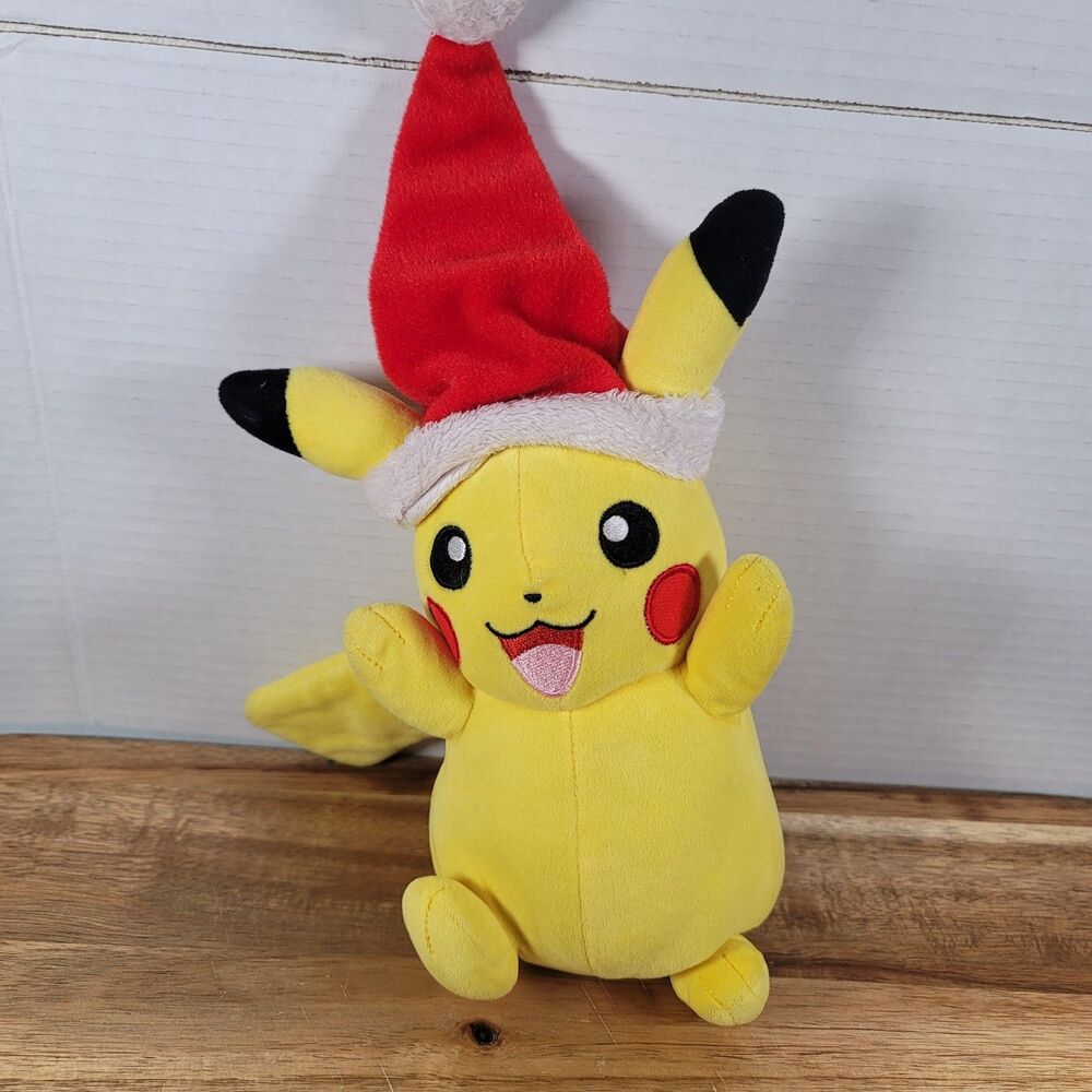 Pokemon Pikachu 9" Stuffed Plush w/ Santa Hat Holiday Christmas - Missing Tag